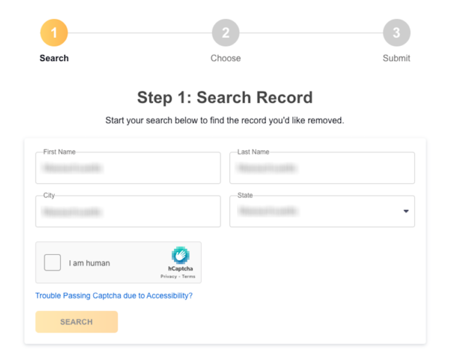 How to opt out of Information.com - Search for your record - Step1