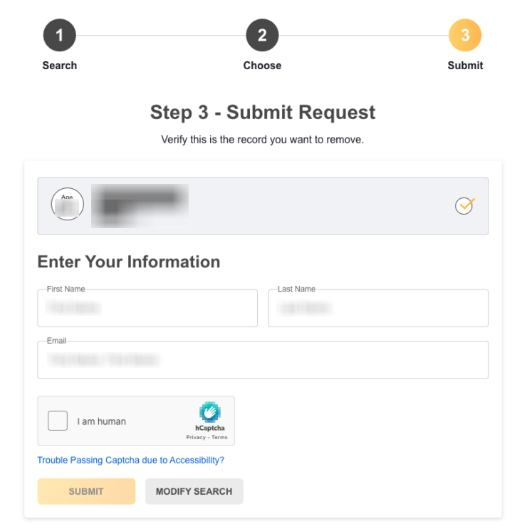 How to opt out of Information.com - Submit your request