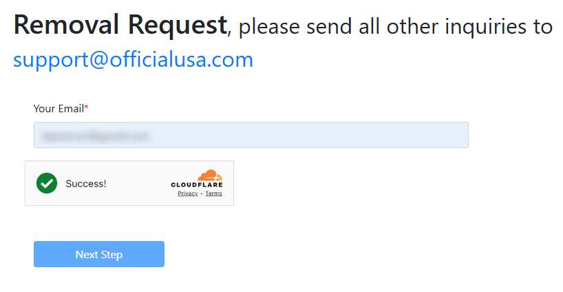 How to opt out of OfficialUSA - Submit your email