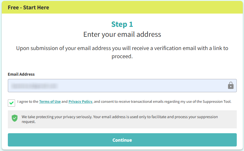 How to opt out of PeopleConnect -  Verify your email - Step1