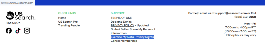 How to opt out of Background Check Gateway — Open the privacy page on the related website — Step 1