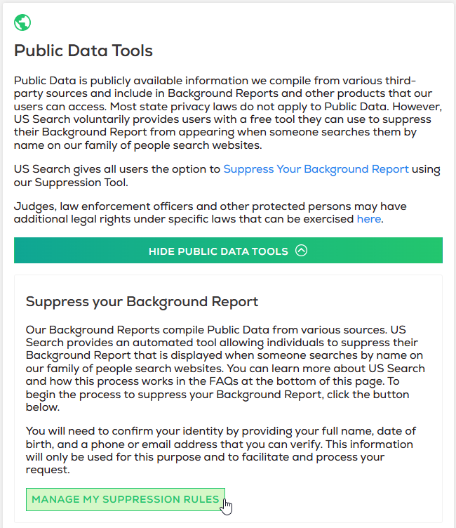 How to opt out of Background Check Gateway — Open the privacy page on the related website — Step 2