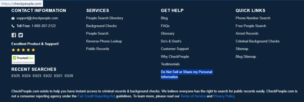 How to opt out of CheckPeople  — Open the privacy page