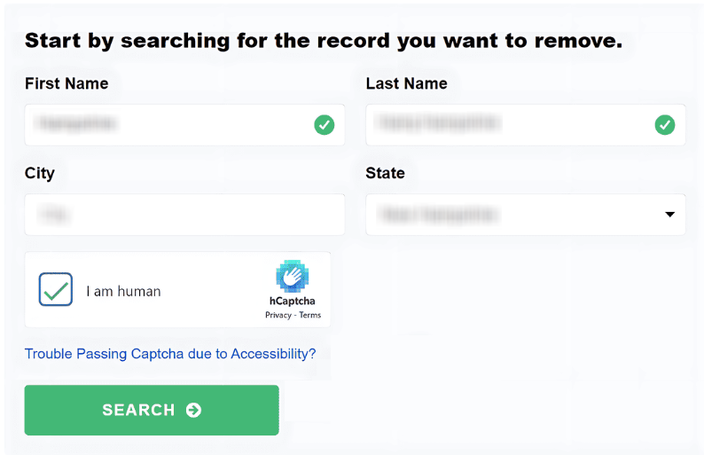 How to opt out of CheckPeople — Search for your record — Step 1