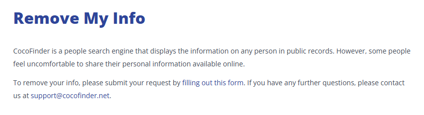 How to opt out of CocoFinder — Open the privacy page and locate the opt-out form — Step 2