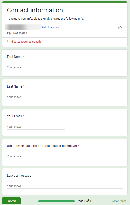 How to opt out of CocoFinder — Submit your identifiers and paste the profile URL