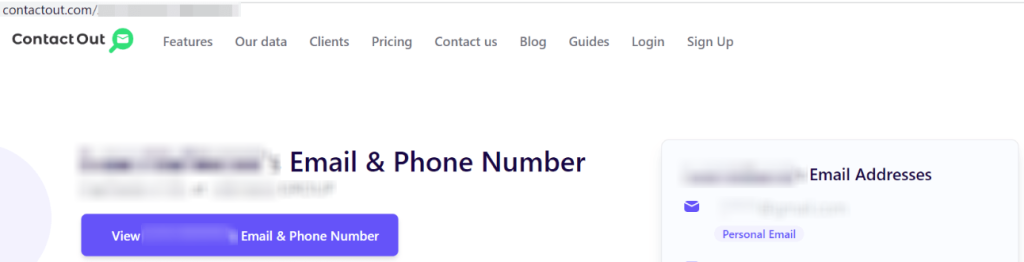 How to opt out of ContactOut — Search for your record and copy the profile URL — Step 2
