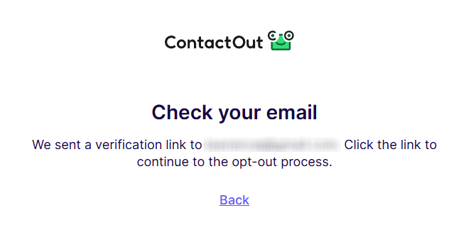 How to opt out of ContactOut — Open the privacy page and pass verification — Step 3