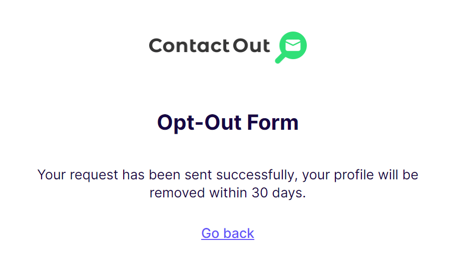 How to opt out of ContactOut — Confirm deletion