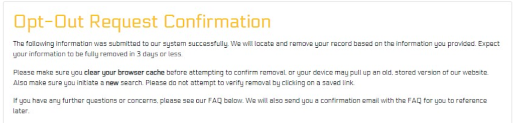 How to opt out of CyberBackgroundChecks — Confirm deletion