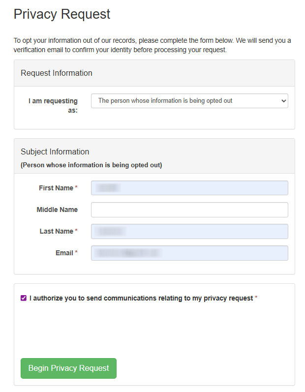 How to opt out of FamilyTreeNow — Locate the opt-out form and submit identifiers — Step 2