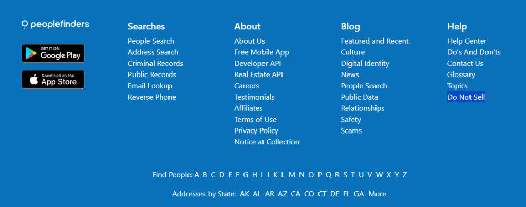 How to opt out of FindPeopleSearch — Open the privacy page — Step 1