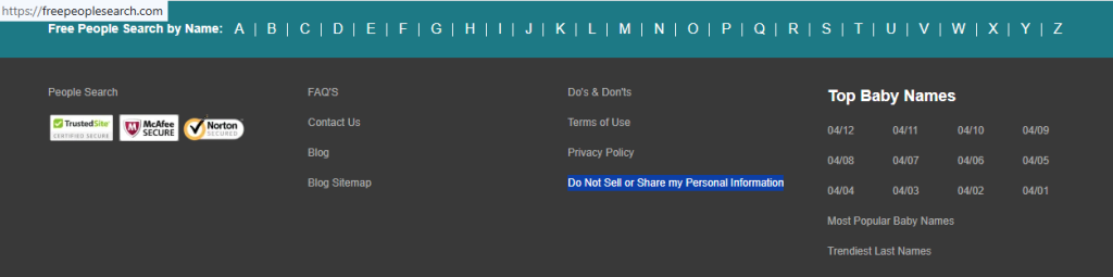 How to opt out of FreePeopleSearch— Open the privacy page