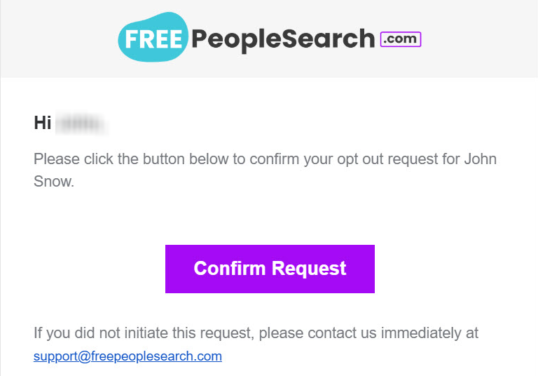 How to opt out of FreePeopleSearch— Confirm deletion