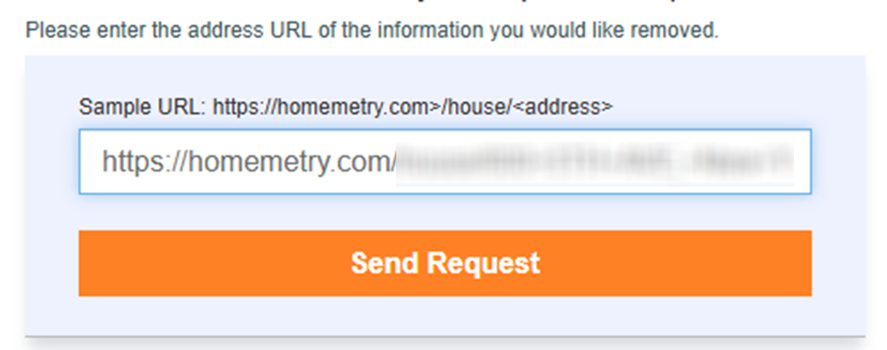 How to opt out of Homemetry — Submit your address URL + CAPTCHA) — Step 1