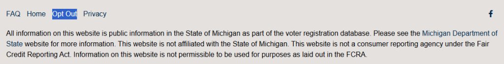 How to opt out of Michigan Residents Database — Submit your identifiers — Step 1