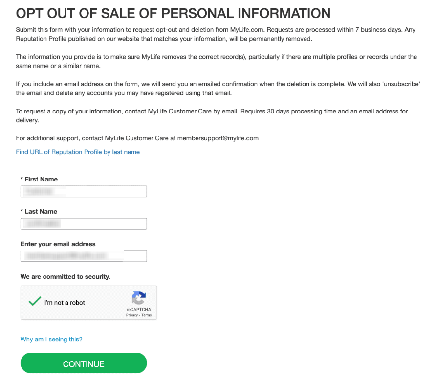 How to opt out of MyLife  — Verify your email — Step 1
