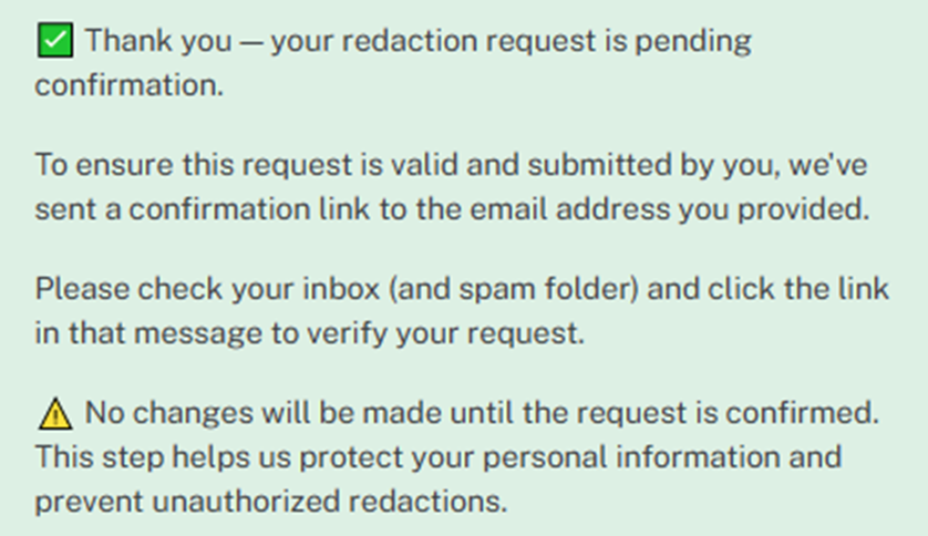 How to opt out of NJPropertyRecords — Confirm deletion/Do-Not-Sell request