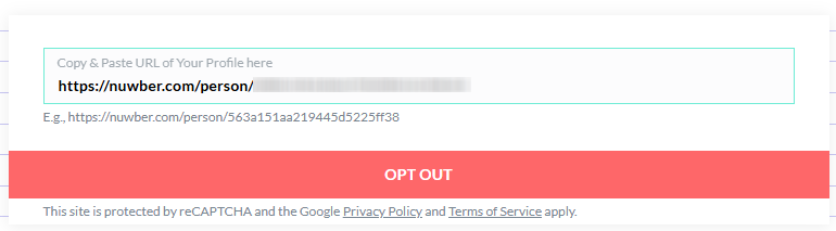 How to opt out of Nuwber — Submit identifiers and paste the URL — Step 1