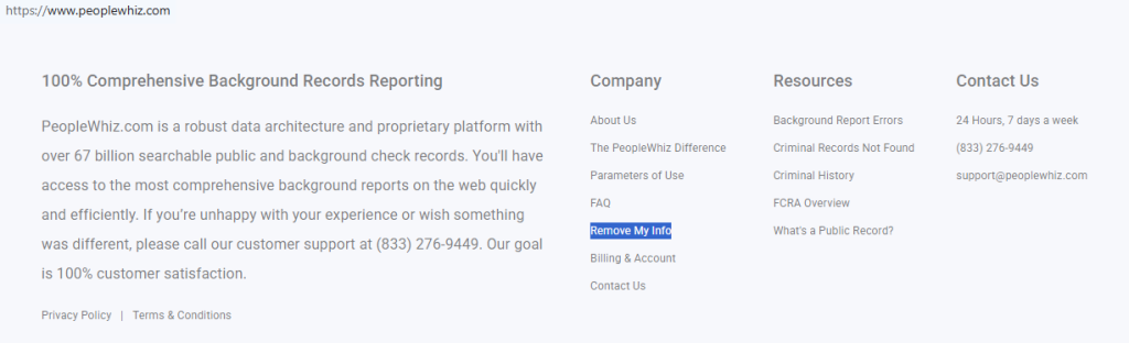 How to opt out of PeopleWhiz — Open the privacy page — Step 1