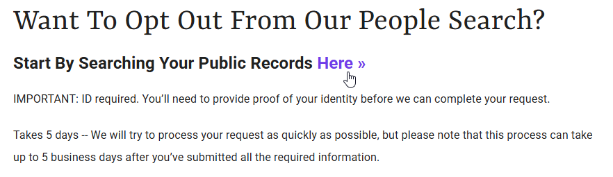 How to opt out of PeopleWhiz — Open the privacy page — Step 2