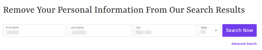 How to opt out of PeopleWhiz — Search for your record — Step 1