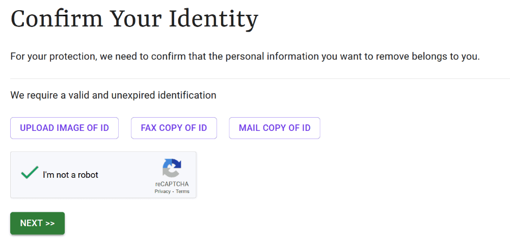How to opt out of PeopleWhiz — Verify your email and confirm your identity — Step 2