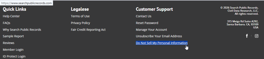 How to opt out of Search Public Records — Open the official opt-out form