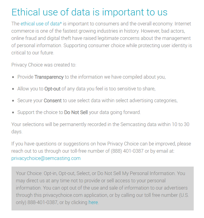 How to opt out of Semcasting — Email to the support team