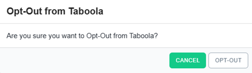 How to opt out of Taboola — Select the opt-out option — Step 3
