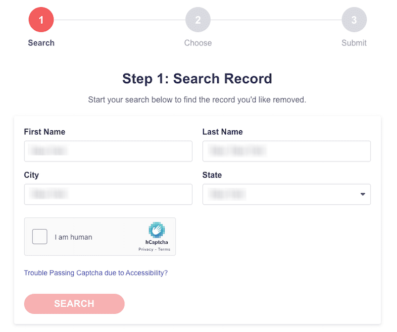 How to opt out of UnMask — Search for your record — Step 1