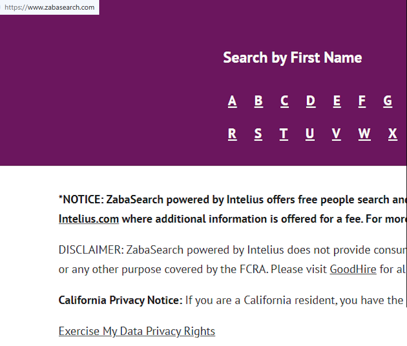 How to opt out of ZabaSearch — Open the privacy page — Step 1