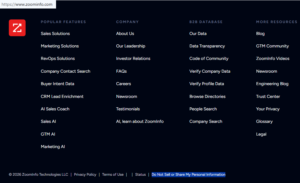 How to opt out of ZoomInfo — Open the privacy page