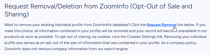 How to opt out of ZoomInfo — Locate the opt-out form