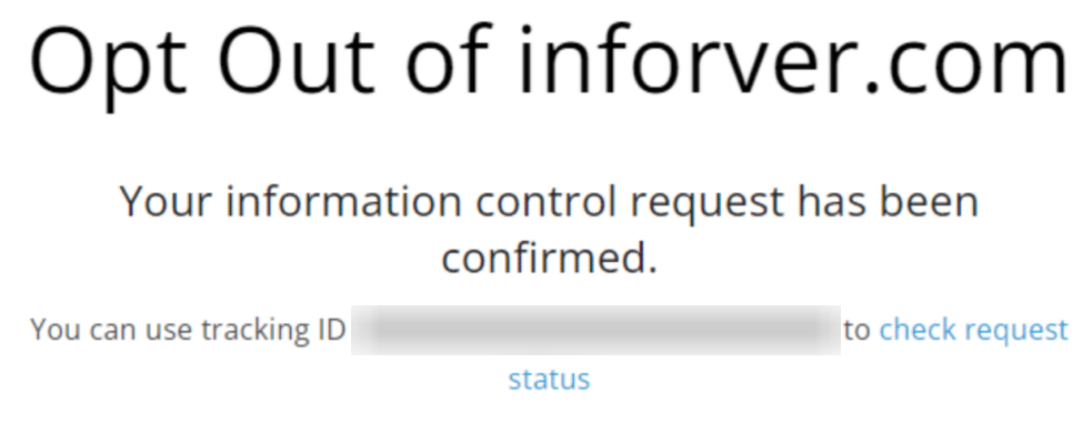 How to opt out of Inforver — Confirm deletion