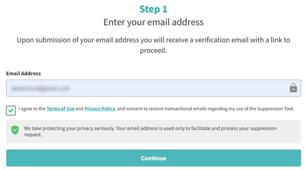 How to opt out of OnlineSearches — Submit your identifiers (email + CAPTCHA)
