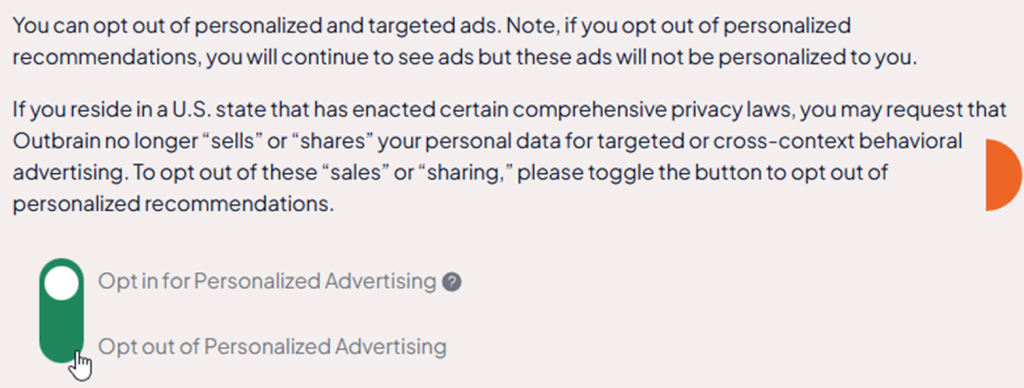 How to opt out of Outbrain — Choose the opt-out option