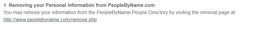 How to opt out of PeopleByName — Submit your identifiers — Step 1