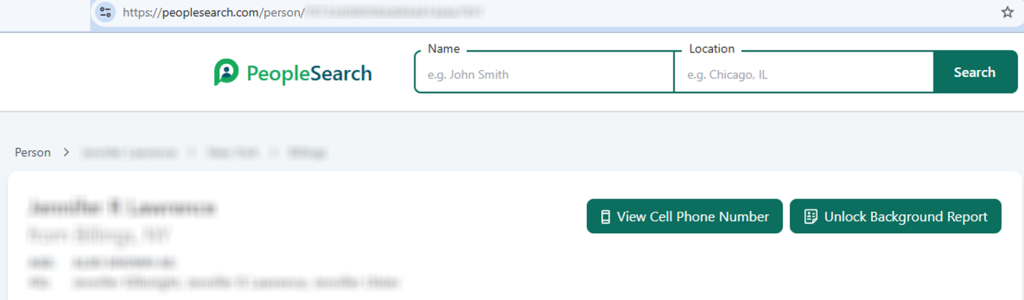 How to opt out of PeopleSearch — Search for your record and copy the profile URL — Step 3