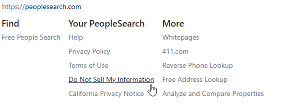 How to opt out of PeopleSearch — Open the privacy page and paste your profile URL — Step 1