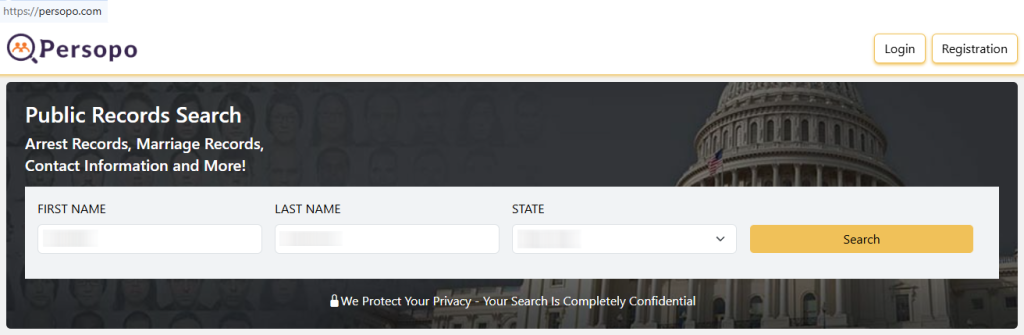 How to opt out of Persopo — Search for your record — Step 1