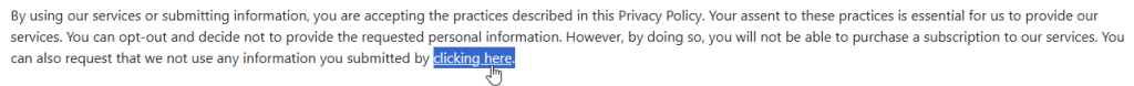 How to opt out of Persopo — Open the Privacy Policy page — Step 2