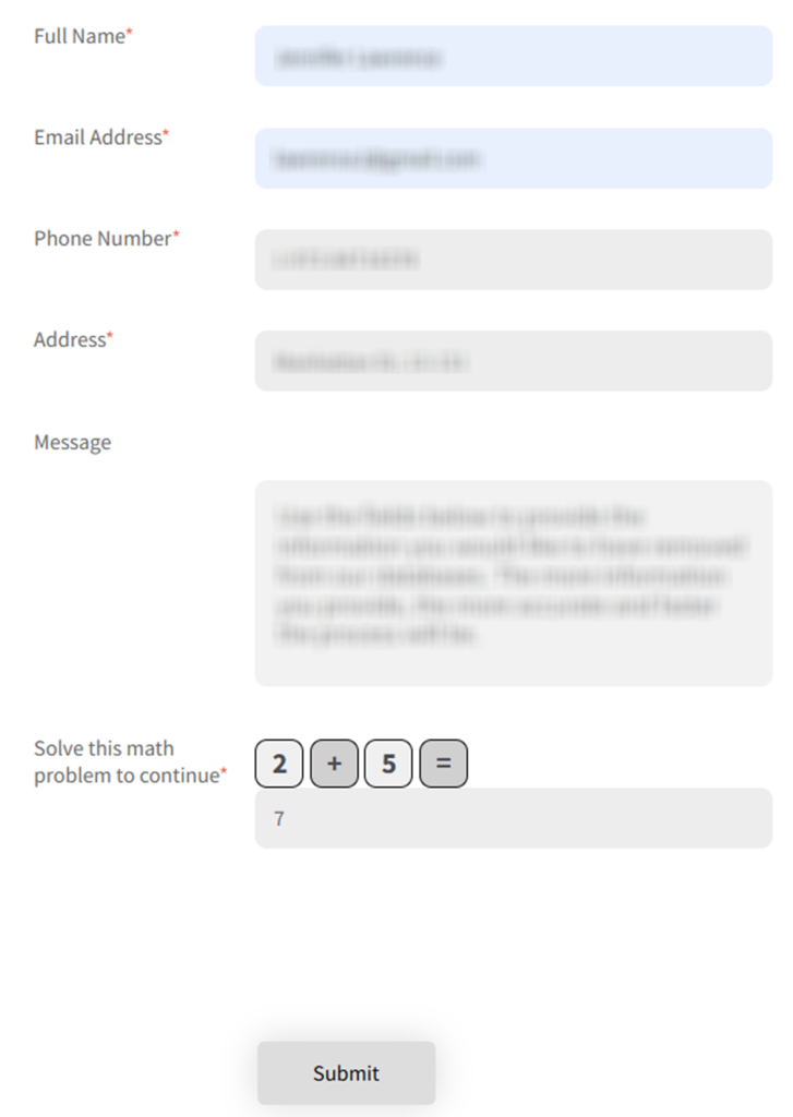 How to opt out of Pipl — Submit your identifiers (email/phone + human check)