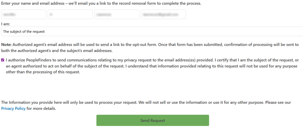 How to opt out of PublicRecordsNow — Submit your identifiers (email/name + CAPTCHA)