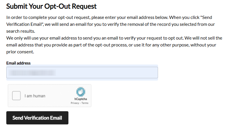 How to opt out of SearchSystems — Submit your email